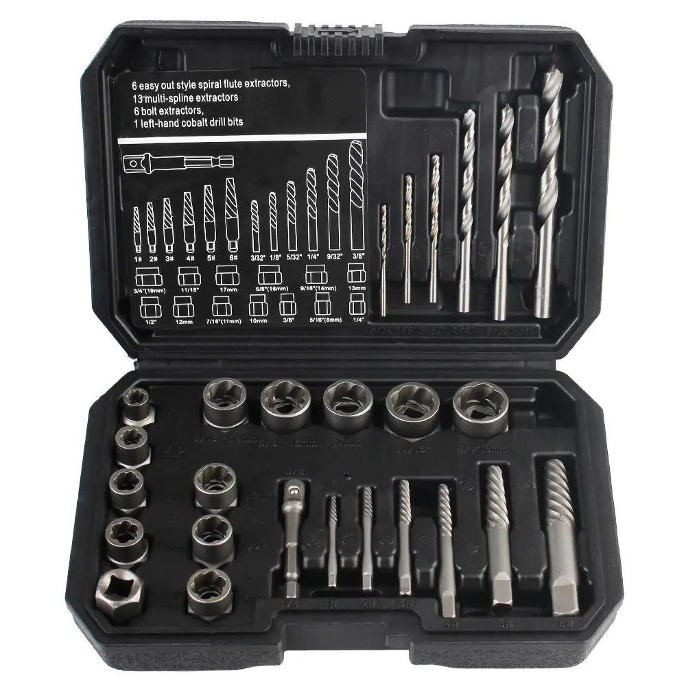 Hand Tool Kit, Bolt & Nut Removal Sleeve Tool, Auto Maintenance Tool Kit, Damaged Screw Extractor Attachment, Drill Tool, Tool Kit Set, Screw Bolt Remover, Broken Bolt Extractor