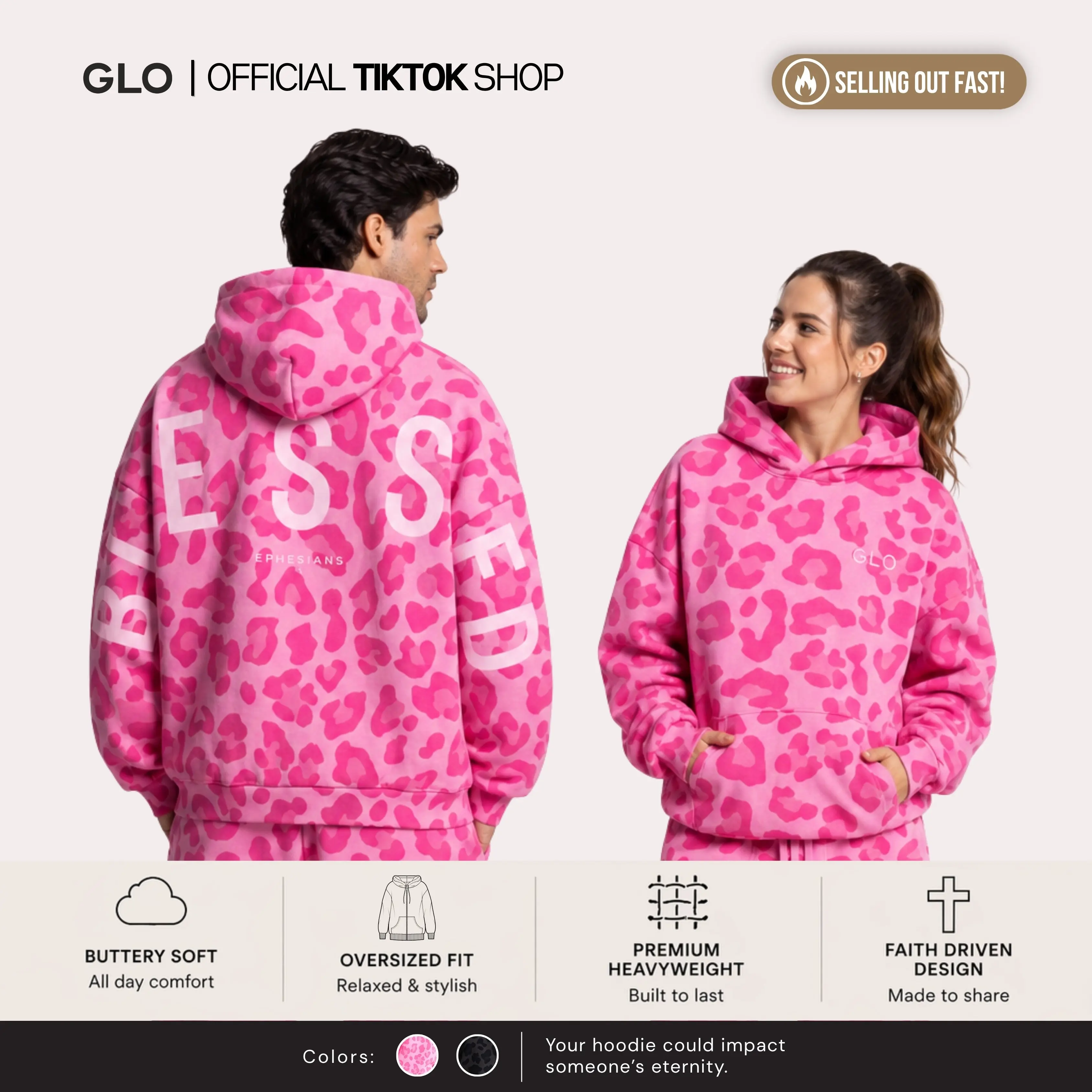GLO Kingdom Essential Hoodie | Animal Print Collection | Christian Hoodie, Oversized Unisex Fit