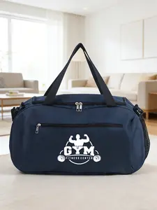 GYM Print Large Capacity Travel Bag, Water Resistant Dry-Wet Separation Gym Bag, Hand & Crossbody Luggage Bag with Side Mesh Pocket, Unisex Multifunctional Sports Bag for Short Business Trips, Gym Duffel Bag