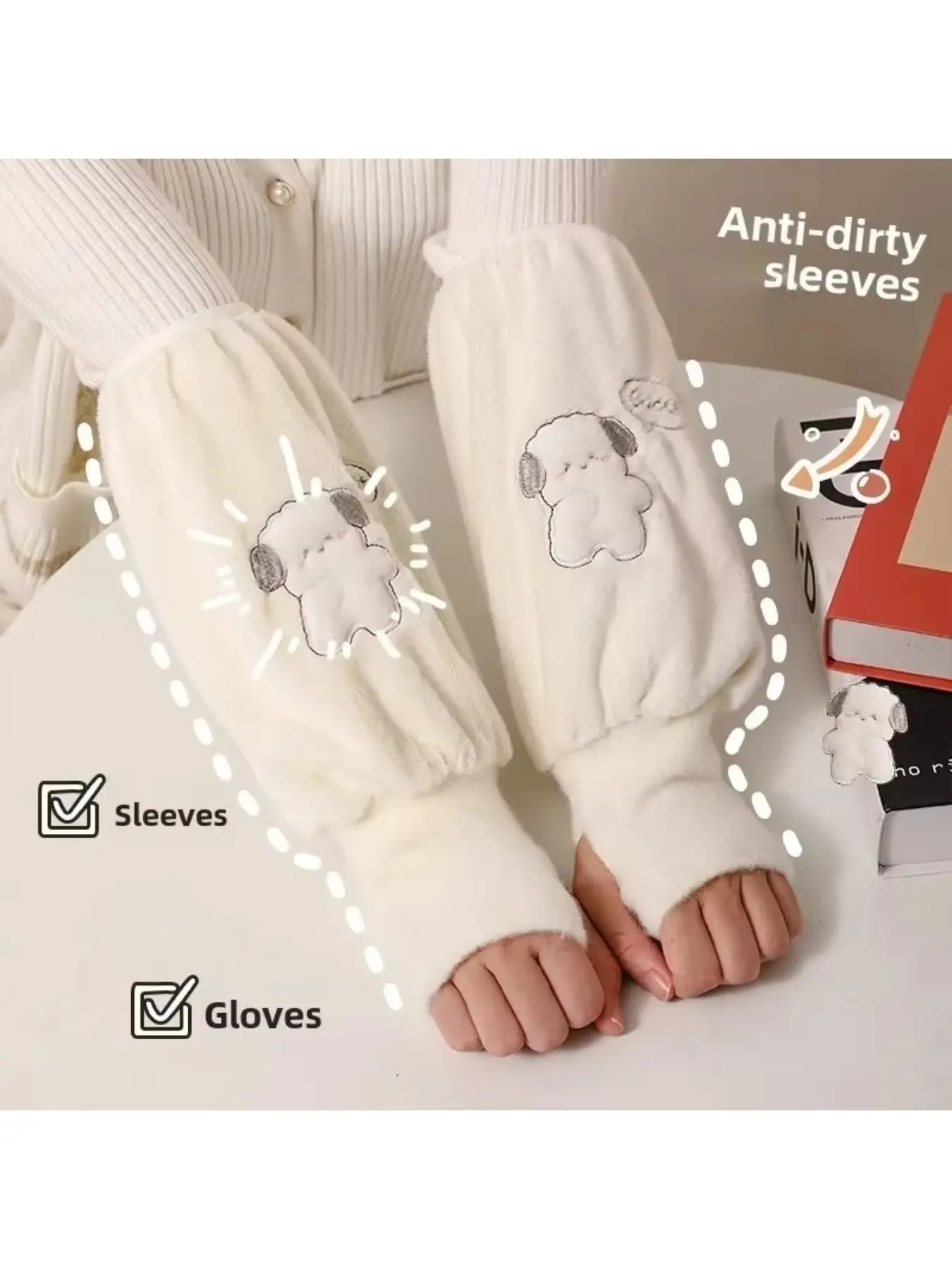 New 2-in-1 sleeve covers, warm and dirt-proof, adult autumn/winter sleeve-glove combo, women's sleeve protectors