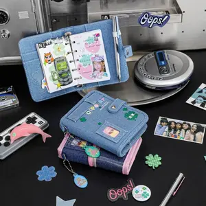 Agenda 2025 DIY Kawaii Pocket-Sized Planner Journal Notebook Denim Cover Design Mini Travel Notebook