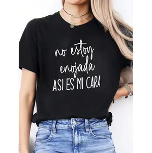 Women 100 Cotton No Estoy Enojada Asi Es Mi Cara T-Shirt And Heavyweight Christmas Tee