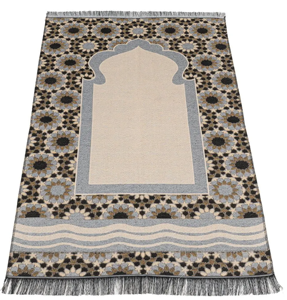 Chenille Thin Travel Islamic Prayer Mat Stargazer - Black