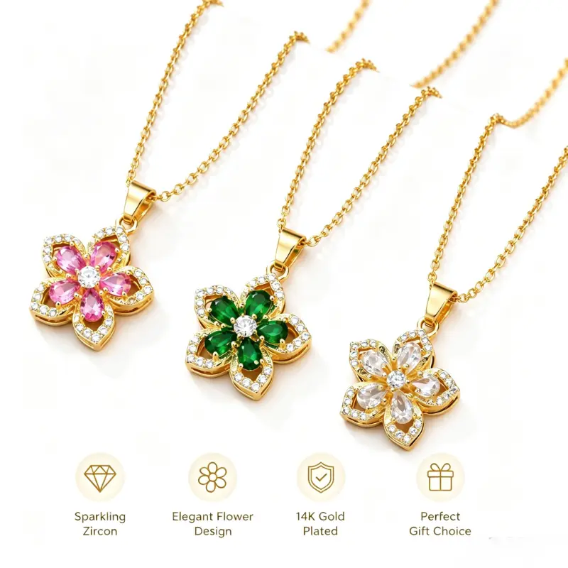 Women's Crystal Flower Pendant Necklace - Elegant 5-Petaled Swirl Design, Adjustable 40 + 5Cm Chain, Female Jewelry for Daily Wear, Birthday Gift, Valentine's Day, Mother's Day for Girl, Adjustable Chain, Flowers, Elegant Dainty Necklace, Crystal Pendants