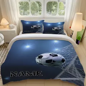 3pc Football Goal Pattern Bedding Set, Breathable Soft, All Seasons, Home Use, Bedroom Decor, Student Dorm, RV Travel