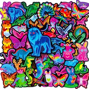 56 Neon Animal Doodle Stickers, Car Decals, Car Decorative Sticker, Truck Car Decal, Automobile Decals, Suitable for Scrapbooks, Diaries, Laptops, Water Bottles, Cars, and Other Faith-based Designs—gifts with Positive Messages.