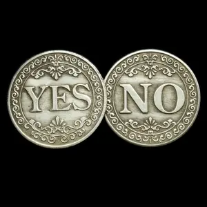 Replica Coin Floral YES/NO Letter Ornaments, Silvery-Grey Copper Commemorative Coin Collection, Challenge Coin for Collectors and Souvenirs
