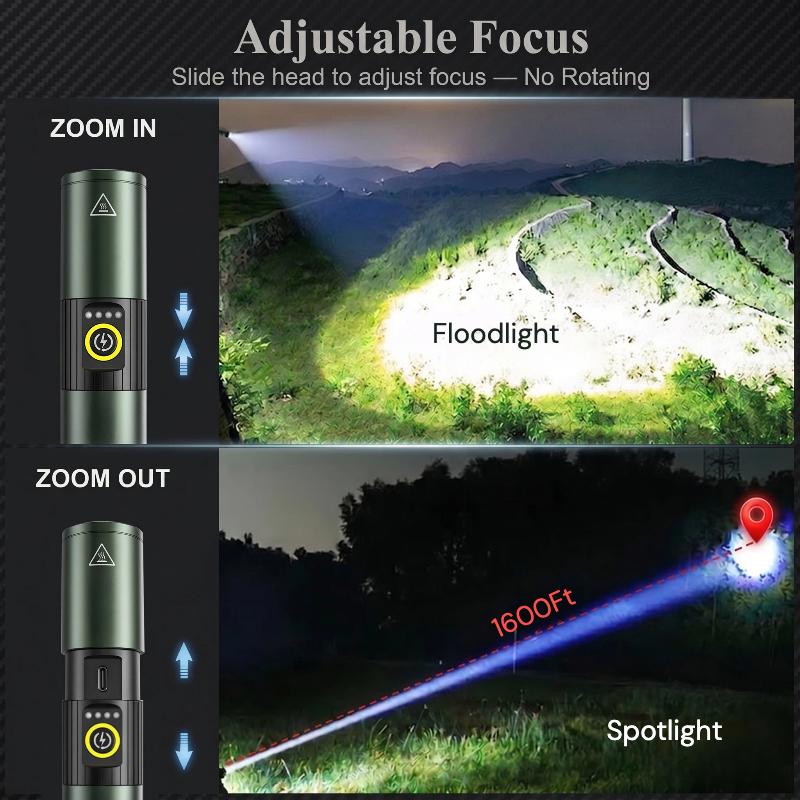 SUOMAX 5-in-1 Strong Flashlight, 1800LM Super Bright LED Light, UV/RED/YELLOW/BLUE/WHITE BEAM, USB-C Rechargeable Pocket EDC Flashlight, Magnetic Base, IPX4 Waterproof, For night work, Camping, Outdoor tactical light, Flash, Led Lights,sohochic