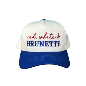 4th of July Trucker Hat, Red White & Brunette Cap, Patriotic Baseball Hat, USA Baseball Hat