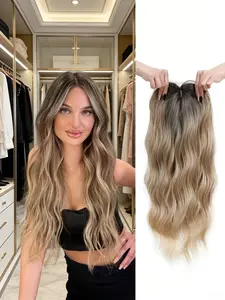 Transform Thinning Hair with Our 22 Inch Wavy Clip-In Hair Topper! Premium Kanekalon Synthetic Hair with Face Framing Bangs for Natural Volume, Effortless Wear & All-Day Confidence – Perfect for Every Occasion