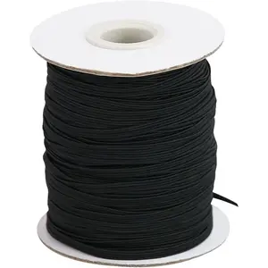 Flat Elastic Band for Sewing, 1/8 inch 50 Yards High Elasticity Black Elastic Cord Elastic Rope Knit Elastic Spool for Sewing DIY Crafts(Black, 1/8 Inch * 50 Yard)