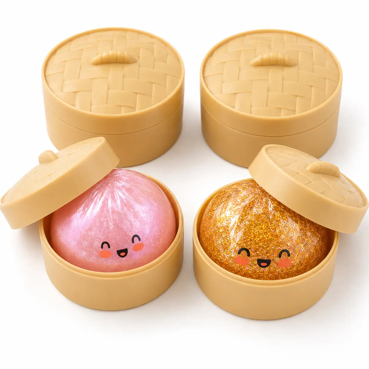 Buy 1 Get 1 Free Unisex Dumpling Squishies Mystery Boxes (2 Random), Compact Glitter Effect Fidget Toys, Stress Relief Sensory Squeeze Toys for Party Bags & Gifts