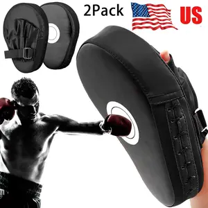 2Pcs Black Boxing Focus Mitts | 5-Finger Design & Abrasion-Resistant | Adjustable Wrist Strap for Pro-Level Punch Training
