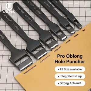 WUTA Pro Oblong Hole Puncher - 420 Martensitic Stainless Steel, 58-60 HRC, Laser-Engraved, Lifetime Anti-Rust, Precision Edge, Leather Punching Essential