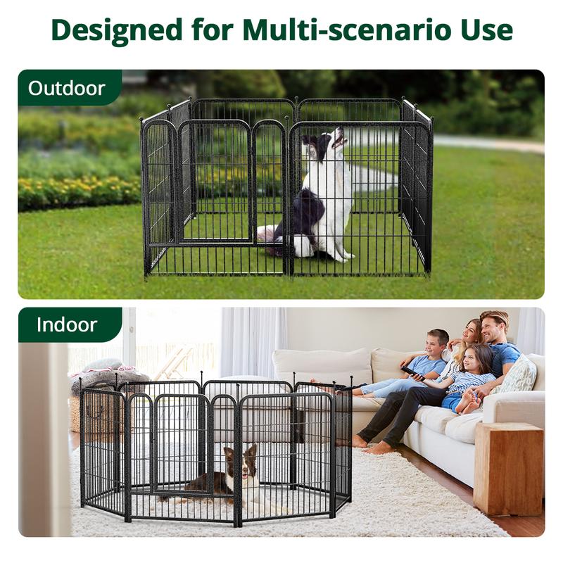 PETEMPO Portable Dog Playpen 8 Panel, for Indoor & Outdoor Use - 32/40 Inch Metal Pet Exercise Pen, Foldable Puppy Fence for Camping, RV Travel & Patio, Adjustable Kennel Cage for Small, Medium & Large Dogs, Children's playpen