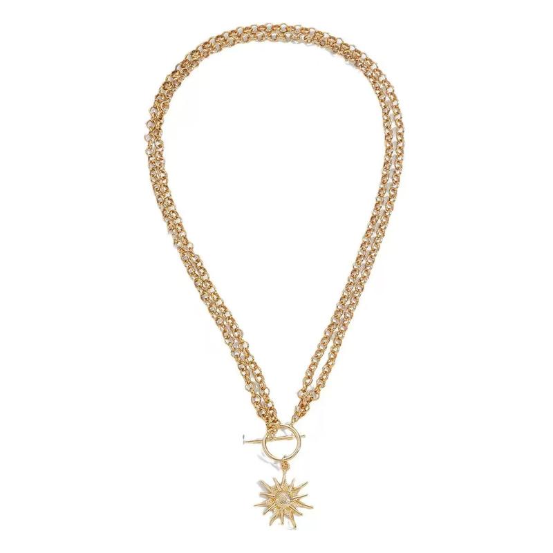 Gold Sun Pendant Necklace for Women, Elegant Dainty Chain Jewelry, Perfect Gift for Her