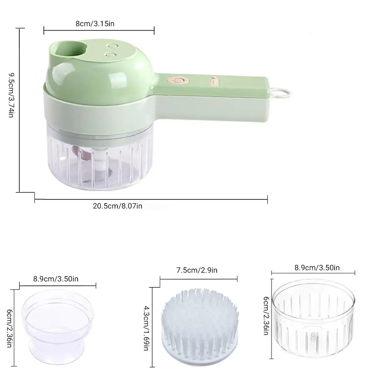 4-in-1 Multi-Function Small Size Handheld Wireless Electric Vegetable Cutter Set, Safe Material Mini Food Chopper with Cleaning Brush for Garlic, Onion, Pepper