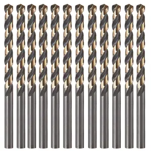 12 PCS, 1/8", Black and Gold Coated Twist Drill Bits, Pack in Plastic Bag