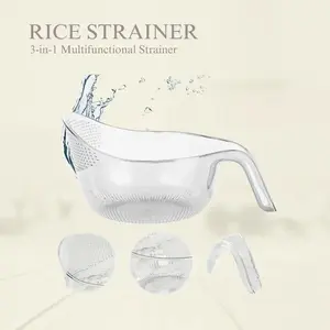Aesthetic Multifunctional Rice Strainer with Handle – Sturdy BPA-Free Transparent Plastic Kitchenware, Silicone Vegetable & Fruit Utensils, Cheese & Coffee Dispenser Set summervibes