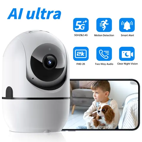 2MP/3MP Smart AI Camera,WiFi Pan-Tilt Security Camera with Human Detection, Wired,2-Way Audio, IR Night Vision, IP64, Cloud/TF Storage, White