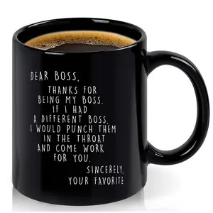 Funny Boss Coffee Mug, Dear Boss Thank You Gift, Humorous Office Cup, Unique Present Idea for Colleagues & Superiors