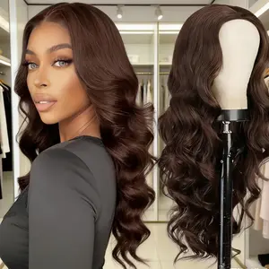 V Part Body Wave Wig 180% Density No Leave Out Glueless Upgrade U Part Wig Beginner Friendly Easicontour 26inch Natural Black Heat-Resistant Synthetic Fiber Adjustable Cap Size