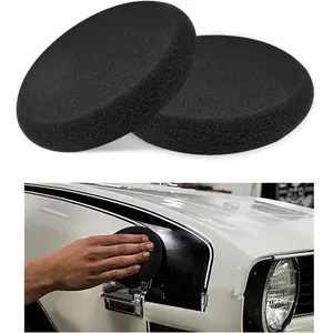 2 count  Wax Applicator Pads, Soft Detailing Round Polishing Sponges, Side Pressing Hand Sponge Pads Kit for  and   Waxing, Universal  Accessories (Black)