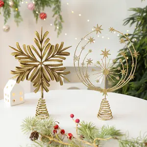Christmas Tree Topper Star, Metallic Snowflake Ornament - Elegant Iron Art for Holiday Decor, Festive Tree Top Decoration