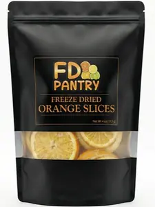 FD Pantry Freeze-Dried Orange Slices  Cocktail Garnish, Dried Fruit Snack, USA-Grown, No Sugar Added dry 4oz (20–25 Slices)