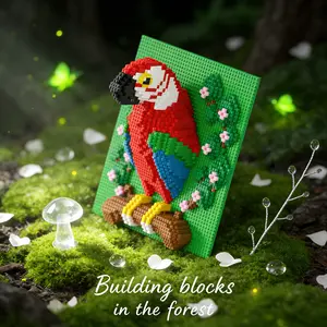 Parrot Mural 3D Puzzle Building Blocks Decoration, Bookshelf Home Office Cabinet Decor, Party Living Room TV Stand Display Gift