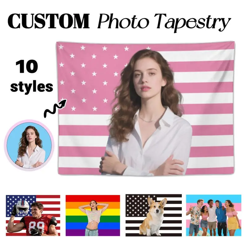 Custom American Flag with Your Photo Personalized Photo Dorm Decor Image Tapestry Custom Pink Flag Girlfriend Flag Funny Birthday Gift home accessories
