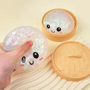 Steamed Bun Stress Relief Squishy Soft Glue Squeeze Toy Vent Hand Pinch Toy Steamer Bun & Colorful Dumpling Stress Ball Sensory Fidget Toy Perfect Gift for Kids and Friends