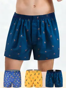 Mens Boxer Shorts Funny Boxers Sleep Short Plaid Cotton Loose Woven Boxers for Men Comfortable & Stylish Casual Menswear