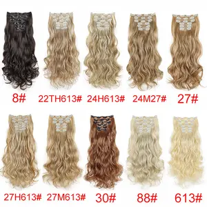 Synthetic Curly Hair Extensions Set - 6-Piece Synthetic Hair Clip-In Look Hairpiece with 16 Clips,summervibes