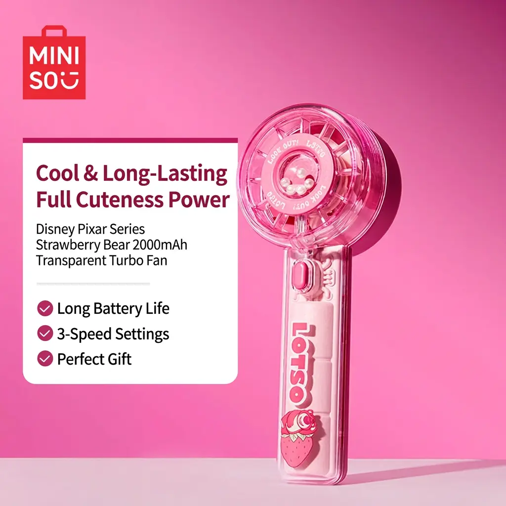 Disney Series 2000mAh Transparent Turbo Fan – Portable Rechargeable Handheld Fan, Cute Desk Accessory, Perfect Gift for Disney Fans!