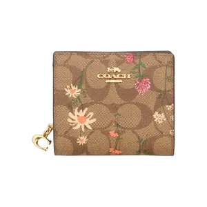 COACH Snap Wallet With Floral Print On Canvas And Leather For Women