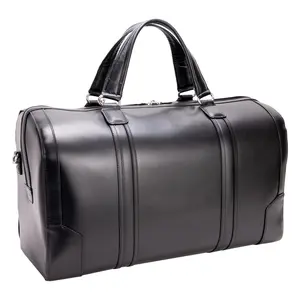 212 MAIN 20 in. Kinzie Carry-All Full Grain Cowhide Leather Duffel Bag - Durable Luggage, Travel Luggage Bags, Large Capacity, Zip-Top Lid, Portable Handle, Black