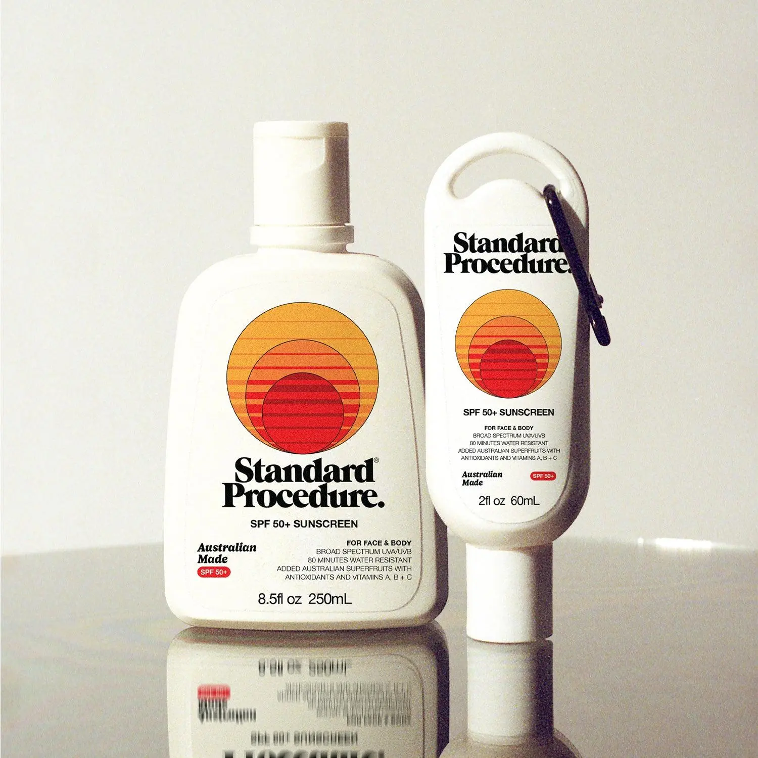 Standard Procedure - The All-Day Kit, SPF 50 Sunscreen, Clip-On Travel Size + Lotion Bottle