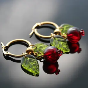 Abgaryan ART Pomegranate  Jewelry Set with Resin Beads and glass beads - Minimalist Style