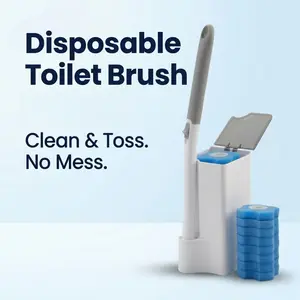 Hapi Disposable Toilet Brush Set - Toilet Bowl Cleaner, Toilet Cleaning Supplies, Toilet Brush with Holder, 20 Refills for Deep Cleaning and Hygienic Bathroom Maintenance