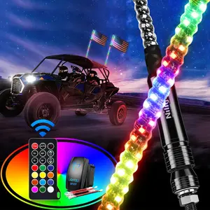 Nilight 2PCS 2FT Waterproof Spiral RGB LED Whip Lights - Chasing/Dancing Effects, RF Remote Control, Spiral Shape Lighted Antennas, Multiple Vehicles Fit for UTV, ATV, Off Road Trucks