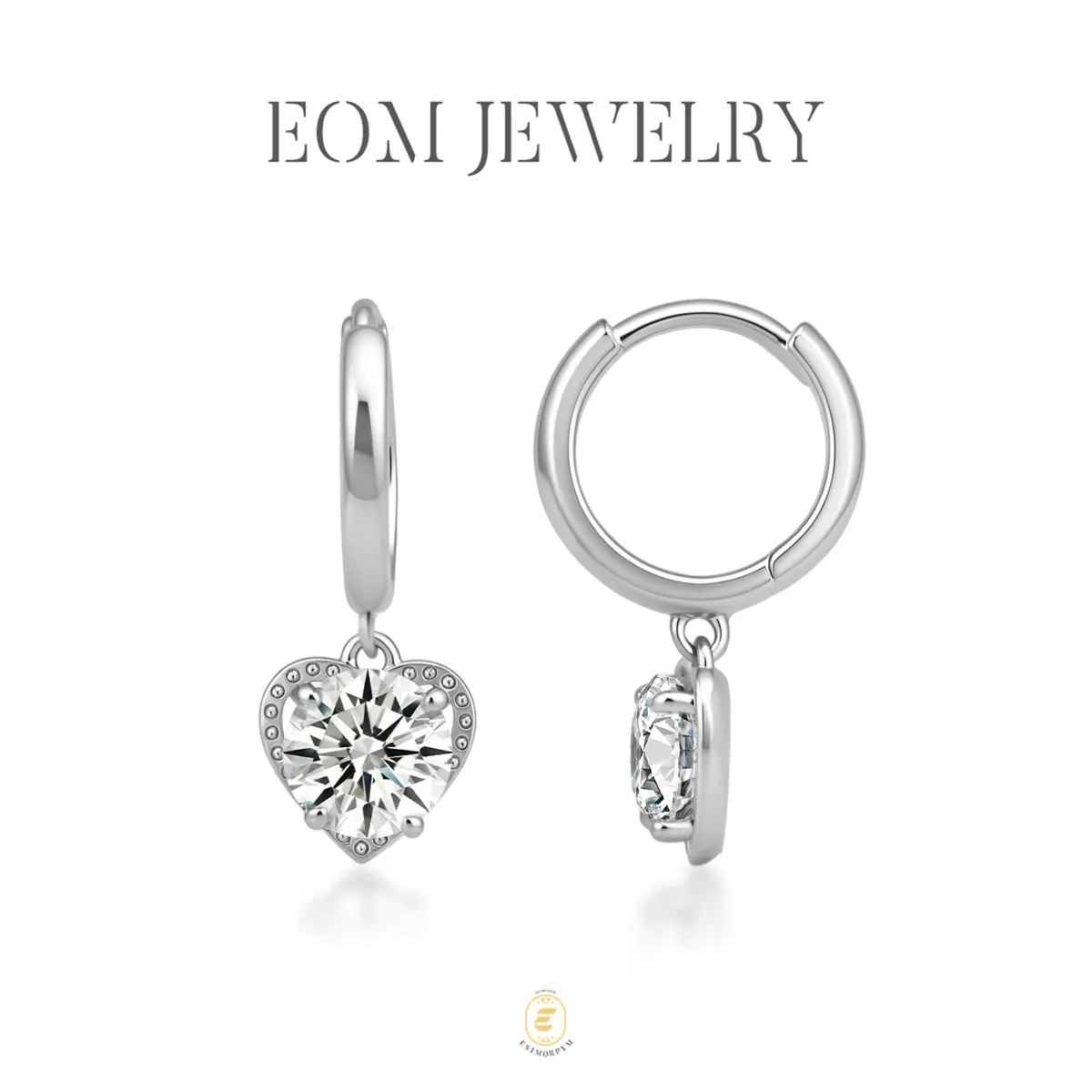 Moissanite 1.6ct Pulse of Love Heart Drop Earrings Silver-Plated Jewelry Wedding Engagement Anniversary Valentine's Day Birthday Daily Wear