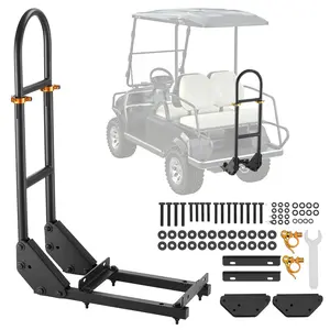 Golf Cart Rear Seat Grab Bar Universal Fit For Most Golf Carts With Metal Foot Plates Black, Durable Steel Construction, Easy Install, Non Slip Grip, Rear Passenger Safety Bar, Weather Resistant Golf Cart Accessories