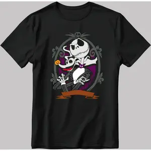 Jack Skellington Poster Halloween Short Sleeve White-Black Men's / Women's T Shirt U361