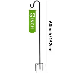 Shepherd Hook Outdoor Single Hook with 5 Leg Ground Base Paint Spray Coated Plant Hanger for Bird Feeders Flower Baskets & Lanterns