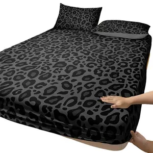 3pcs Leopard Print Bedding Set, Includes 1 Fitted Sheet and 2 Pillowcases, Polyester Material, Digital Printing, All Seasons Use