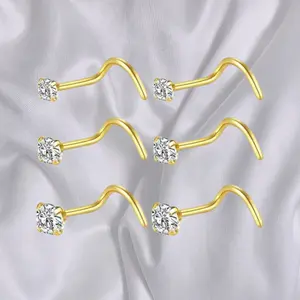20G Nose Screw Studs - Surgical Steel Nose Rings, 1.5mm, 2mm, 2.5mm CZ Inlaid Opal Nostril Piercing Jewelry