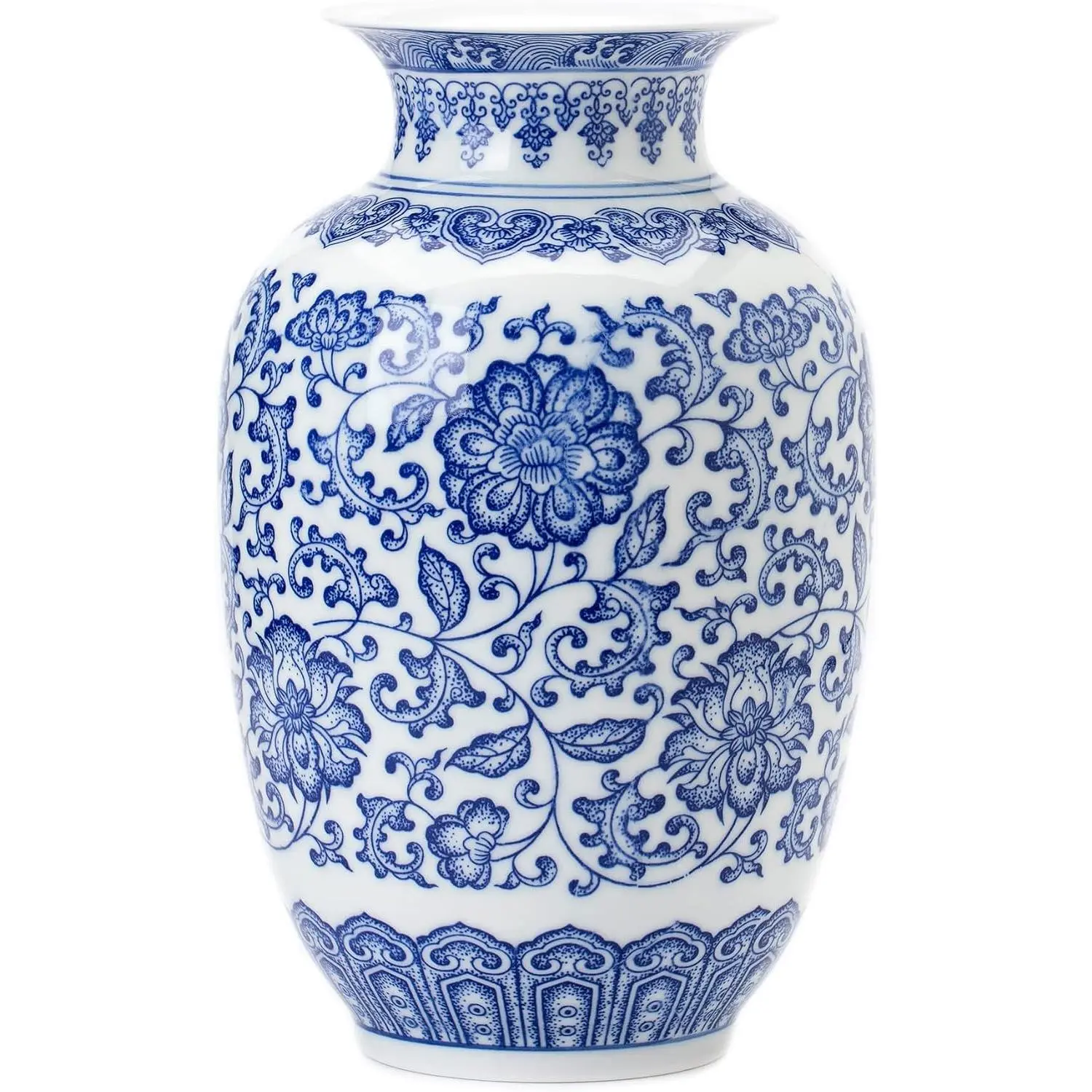 Blue Vase, Chinoiserie Vase, Ginger Jar Vase for Home Decor, Blue and White Porcelain Decor,9 "H