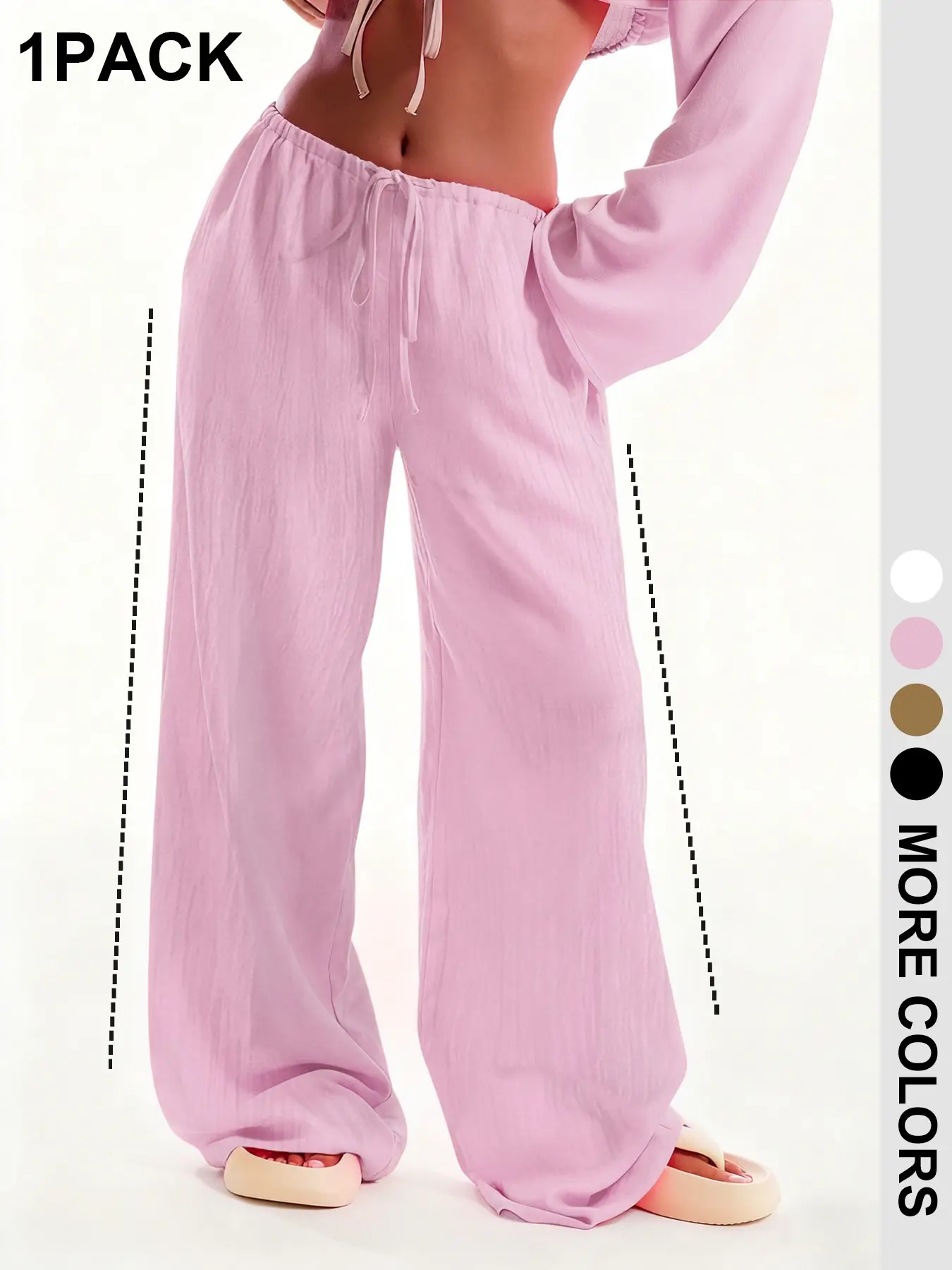 Viral Y2K Wide-Leg Trouser Pants Bottom 🔥 Creamy soft fabric with a drawstring design. Perfect for beach or casual home style—available in multiple colors! Your new favorite lazy day vibe ✨ #OOTD #TrendyPants Adjustable Fit Women
