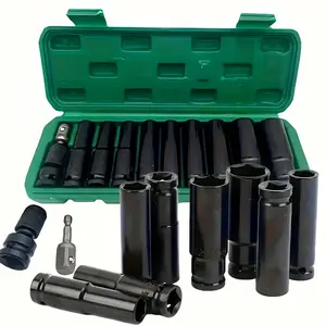 11-Piece Impact Socket Set with Case, Impact Sockets Set, 1/2 Drive Compatible with Electric Drill, Carbon Steel Hex Tools, 10-24mm Metric Sizes Included